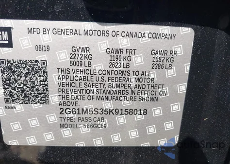 2019 Cadillac Xts Luxury z USA, uszkodzony, nr VIN 2G61M5S35K9158018